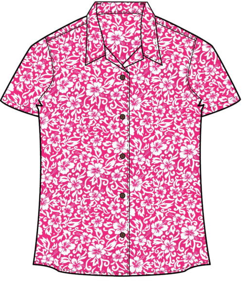 Women's Pink Hawaiian Shirt- Made in USA